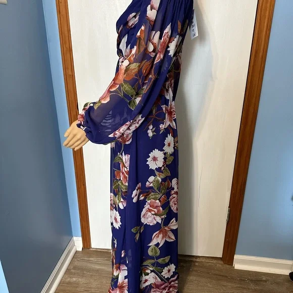 Women’s Blue Cold-Shoulder Maxi / Formal / Party / Prom Dress, Size M, NWT - Picture 8 of 15